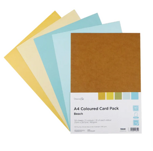 Dovecraft - A4 Coloured Card Pack - 50 Sheets - Beach