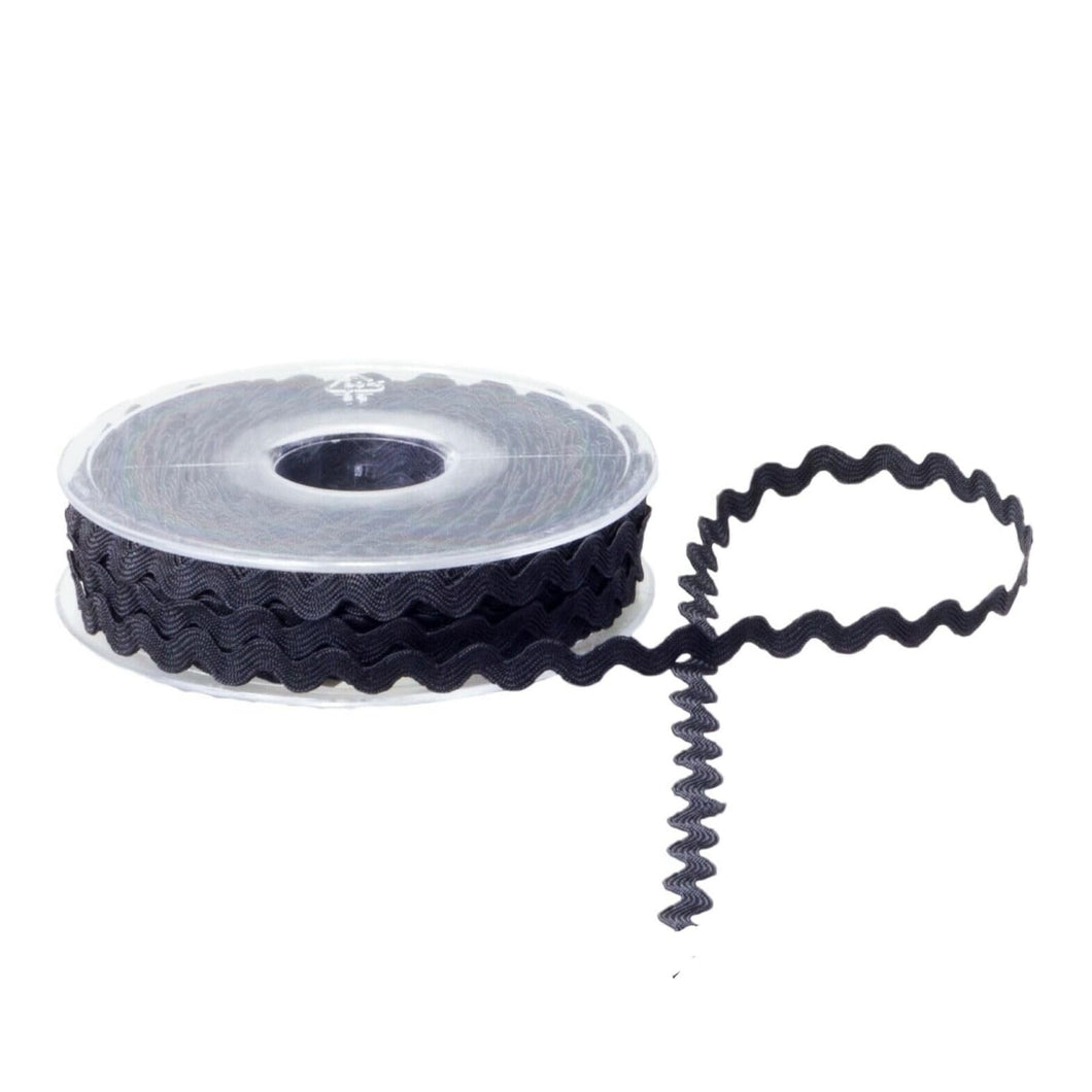 Trucraft - Ric Rac Trim - BLACK - 6mm Wide - 5 Metre Length