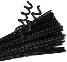 Load image into Gallery viewer, Trucraft Black Chenille Stems – Premium Pipe Cleaners - 100 Pack - 6mm x 30cm
