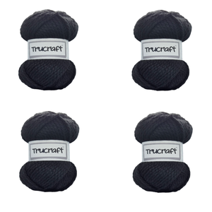 Trucraft - Premium Super Chunky Yarn - 4 x 100g Balls Pack - Wool Shade 012 Jet Black