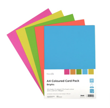 Load image into Gallery viewer, Dovecraft - A4 Coloured Card Pack - 50 Sheets - Brights
