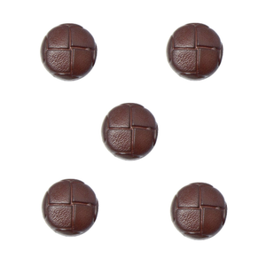 Trucraft - 15mm - Leather Look Football Shank Buttons - Pack of 5 - Brown