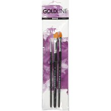 Load image into Gallery viewer, Creativ - Gold Line Artists Paint Brushes – Flat – Pack of 3 Assorted
