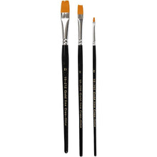 Load image into Gallery viewer, Creativ - Gold Line Artists Paint Brushes – Flat – Pack of 3 Assorted
