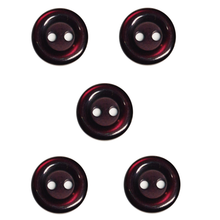 Load image into Gallery viewer, Trucraft - 11mm Burgundy Ring Edge Buttons - Two Hole - Pack of 5
