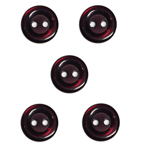 Trucraft - 11mm Ring Edge Buttons - Two Hole - Burgundy - Pack of 5