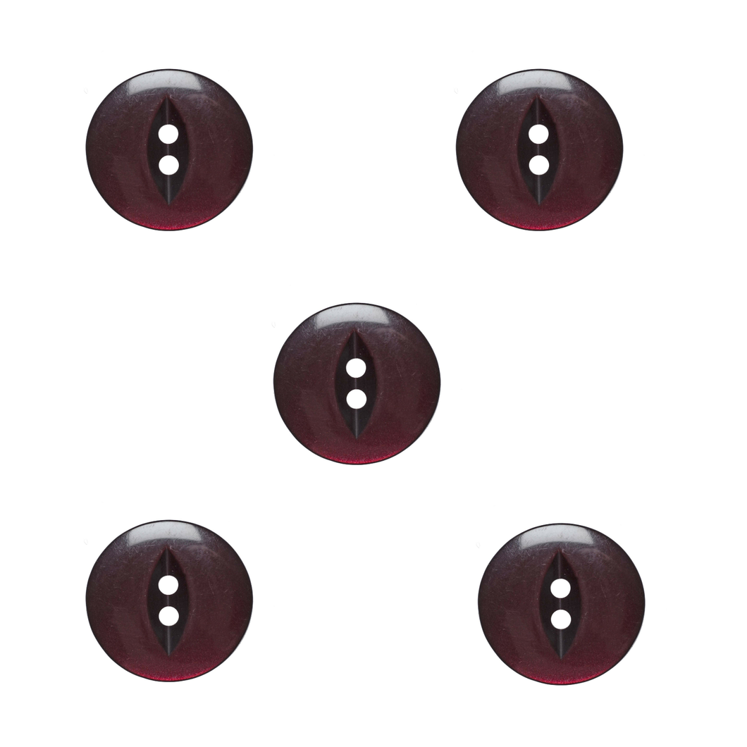 Trucraft - Fish Eye Sewing Buttons - 19mm Size 30 - Burgundy - Pack of 5