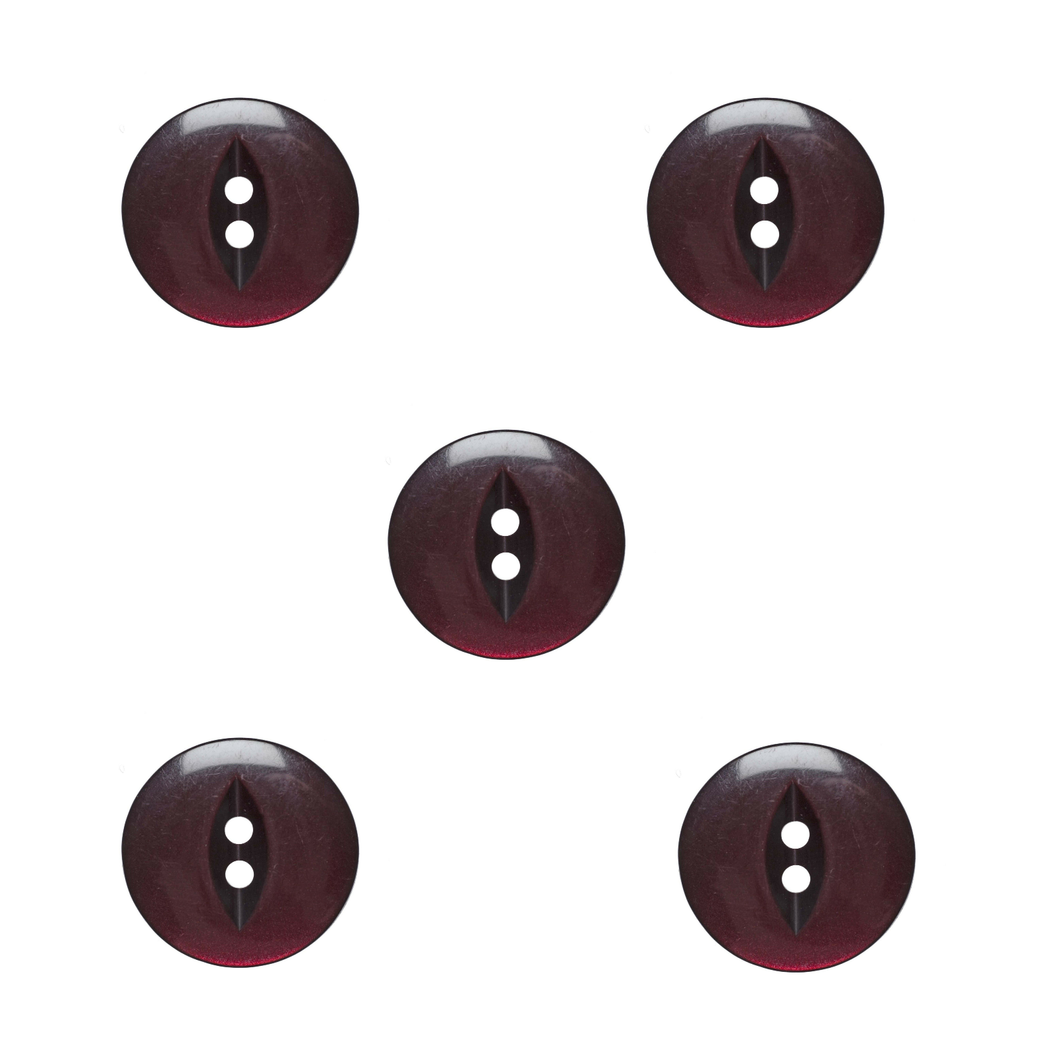 Trucraft - 19mm Fish Eye Buttons - Burgundy - Pack of 5