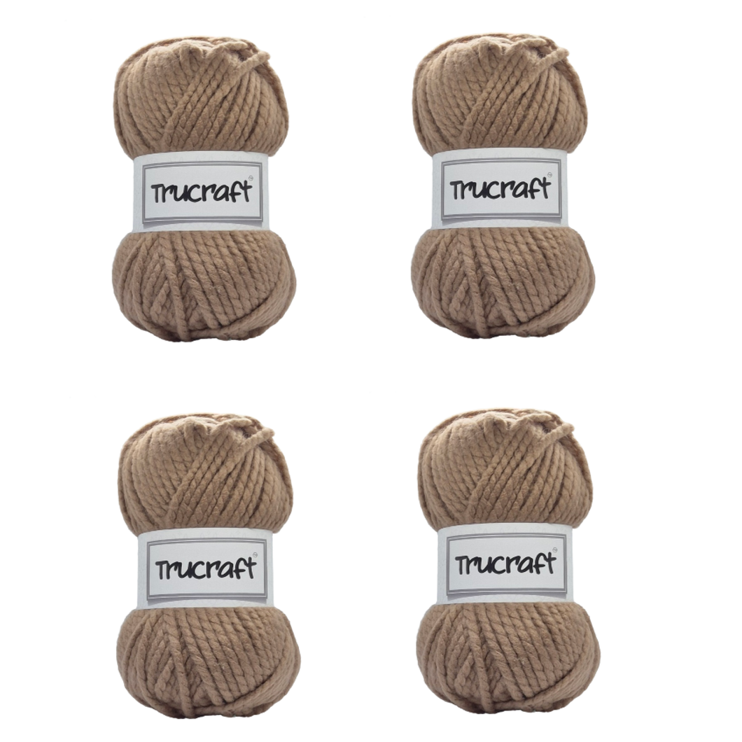 Trucraft - Premium Super Chunky Yarn - 4 x 100g Balls Pack - Wool Shade 002 Coffee