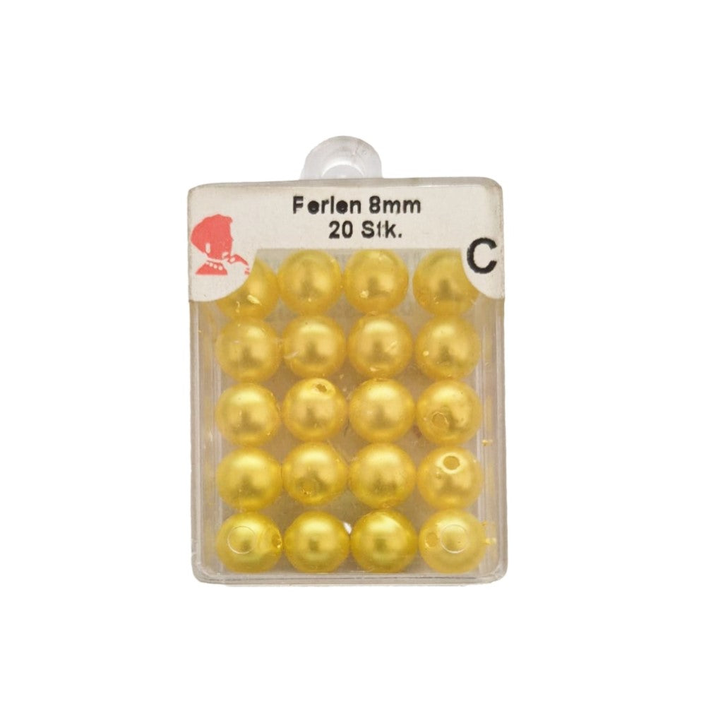 Trucraft - Plastic Beads - 8mm - Box of 20 - Pearl Yellow 011