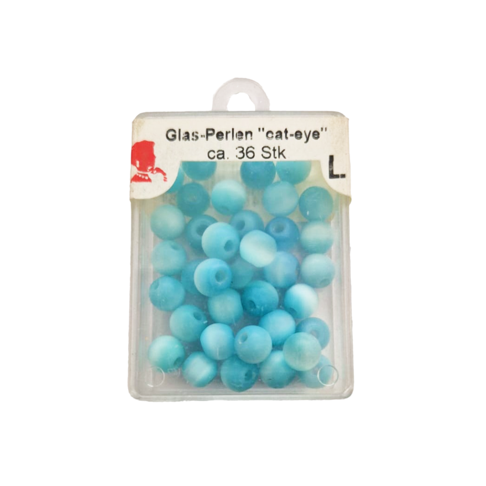 Trucraft - Plastic Beads - 7mm - Box of 36 - Cats Eye Pale Blue 030