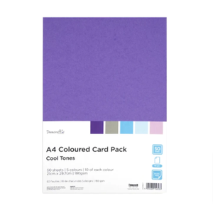 Dovecraft - A4 Coloured Card Pack - 50 Sheets - Cool Tones