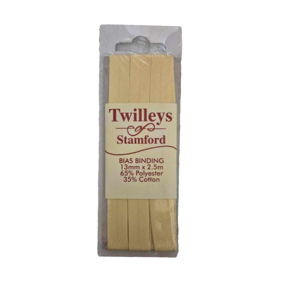Twilleys of Stamford - Bias Binding Tape - 13mm Wide x 2.5 Metres - Cream
