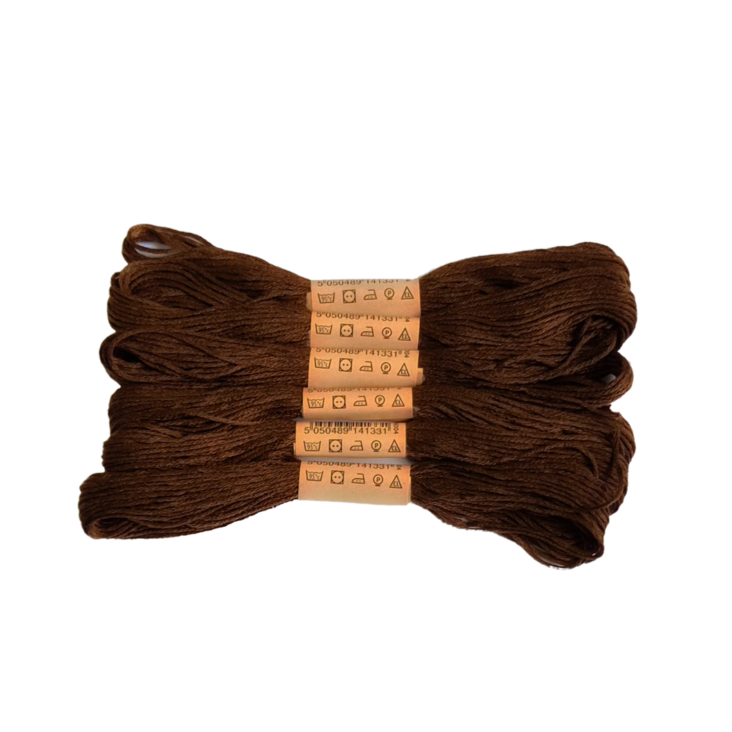 Trucraft - Embroidery Cross Stitch Thread - Colour Safe - 6 Skein Pack - Dark Brown