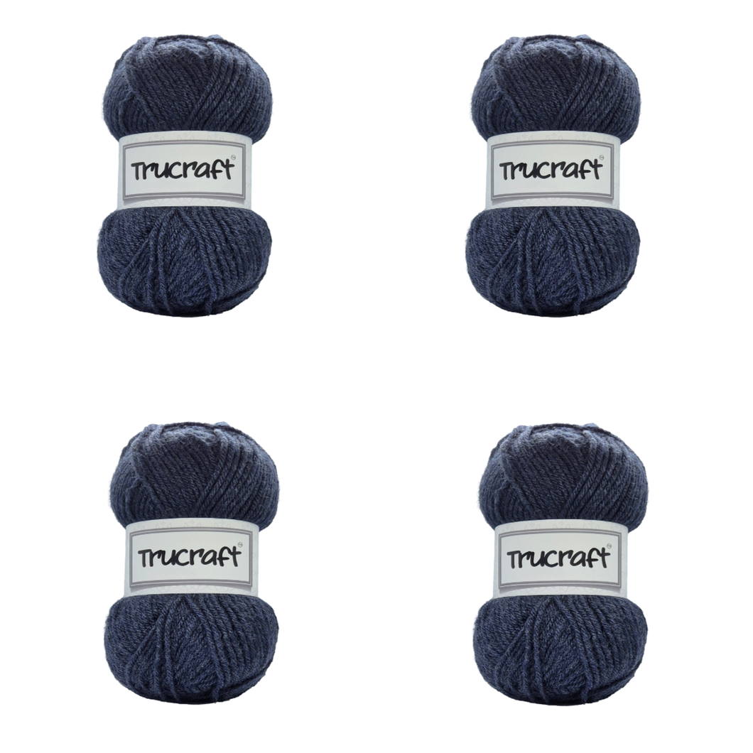 Trucraft - Premium Chunky Yarn - 4 x 100g Balls Pack - Wool Shade 009 Dark Denim