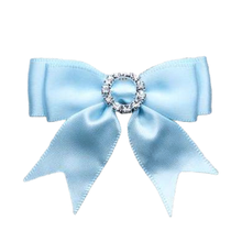 Load image into Gallery viewer, Trucraft - Diamante Buckle Satin Ribbon Craft Bows - Baby Blue - Pack of 5
