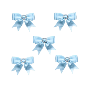Trucraft - Diamante Buckle Satin Ribbon Craft Bows - Baby Blue - Pack of 5