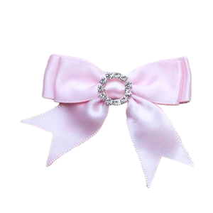 Trucraft - Diamante Buckle Satin Ribbon Craft Bows - Baby Pink - Pack of 5