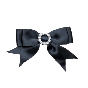 Trucraft - Diamante Buckle Satin Ribbon Craft Bows - Black - Pack of 5