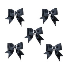 Load image into Gallery viewer, Trucraft - Diamante Buckle Satin Ribbon Craft Bows - Black - Pack of 5
