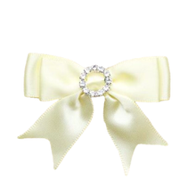 Load image into Gallery viewer, Trucraft - Diamante Buckle Satin Ribbon Craft Bows - Lemon - Pack of 5
