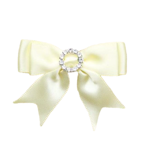 Trucraft - Diamante Buckle Satin Ribbon Craft Bows - Lemon - Pack of 5