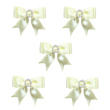 Load image into Gallery viewer, Trucraft - Diamante Buckle Satin Ribbon Craft Bows - Lemon - Pack of 5
