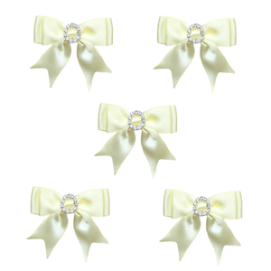 Trucraft - Diamante Buckle Satin Ribbon Craft Bows - Lemon - Pack of 5