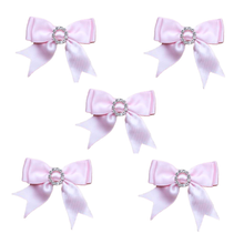 Load image into Gallery viewer, Trucraft - Diamante Buckle Satin Ribbon Craft Bows - Baby Pink - Pack of 5
