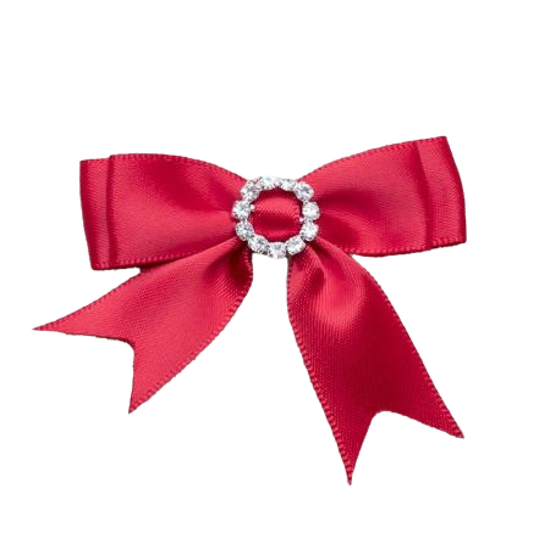Trucraft - Diamante Buckle Satin Ribbon Craft Bows - Red - Pack of 5