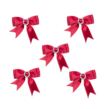 Load image into Gallery viewer, Trucraft - Diamante Buckle Satin Ribbon Craft Bows - Red - Pack of 5
