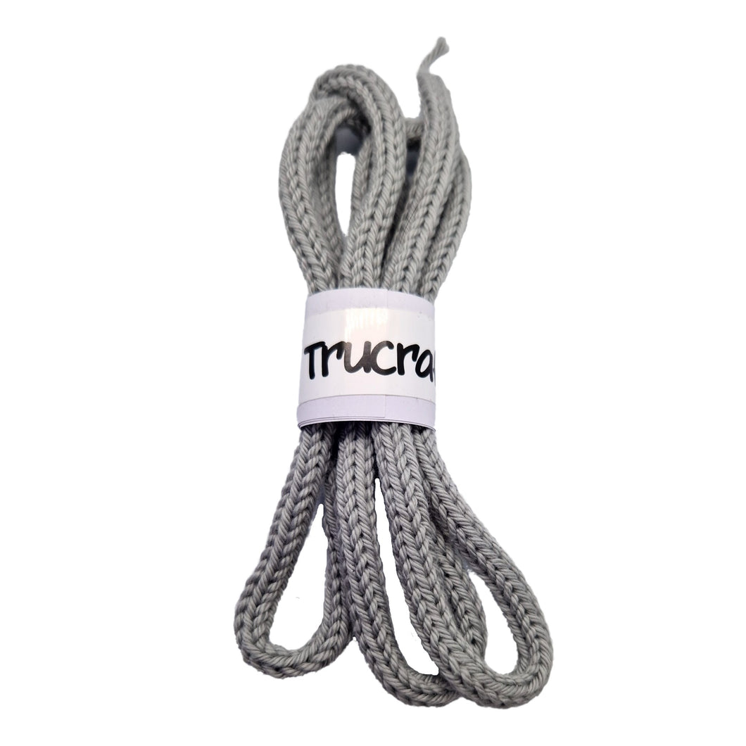 Trucraft - iCord French Knitting Rope - 1m Length - 100% Cotton - 012 Dove Grey