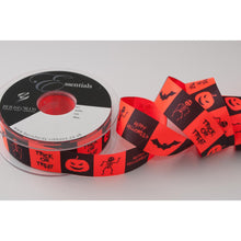 Load image into Gallery viewer, Berisfords - Halloween Spooky Friends Red Satin Ribbon - 25mm x 20m Reel
