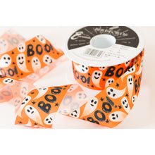 Load image into Gallery viewer, Berisfords - Halloween Ghouls Orange Satin Ribbon - 40mm x 25m Reel
