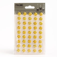 Load image into Gallery viewer, Italian Options – 1cm Gold Resin Roses: Self-Adhesive (Pack of 45)
