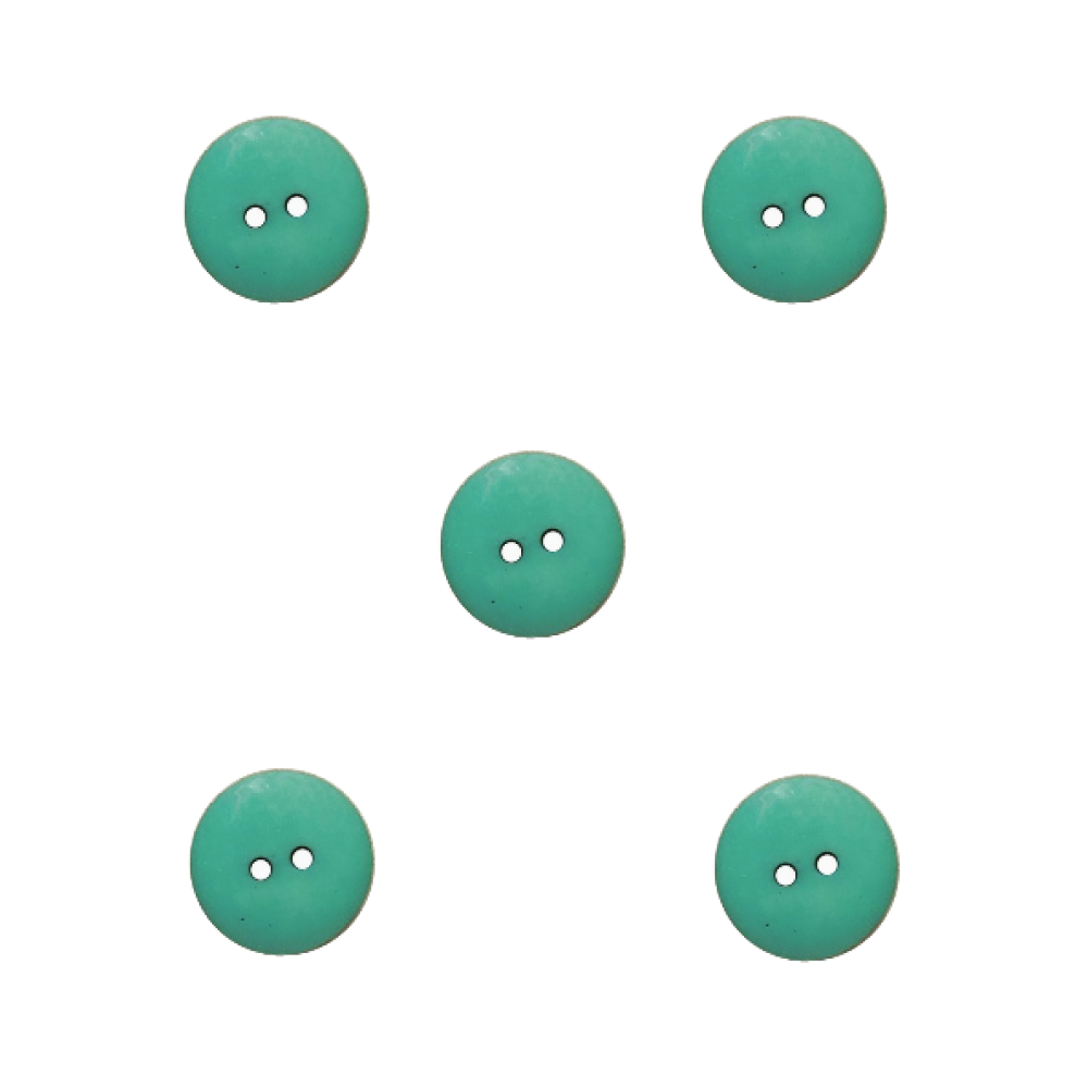 Trucraft - 15mm Matte - Two Hole Buttons - Green - Pack of 5