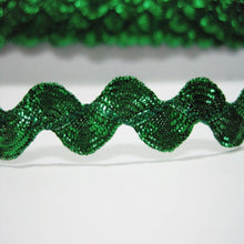 Load image into Gallery viewer, Super Ribbons - Ric Rac Trim - Metallic Green - 6mm Wide x 20m Reel
