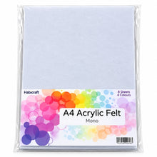 Load image into Gallery viewer, Habicraft - A4 Acrylic Felt Sheets - Mono - Pack of 8 Sheets
