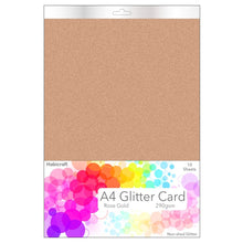 Load image into Gallery viewer, Habicraft - A4 Glitter Card - Non Shed 290gsm - 10 Sheets  - Rose Gold
