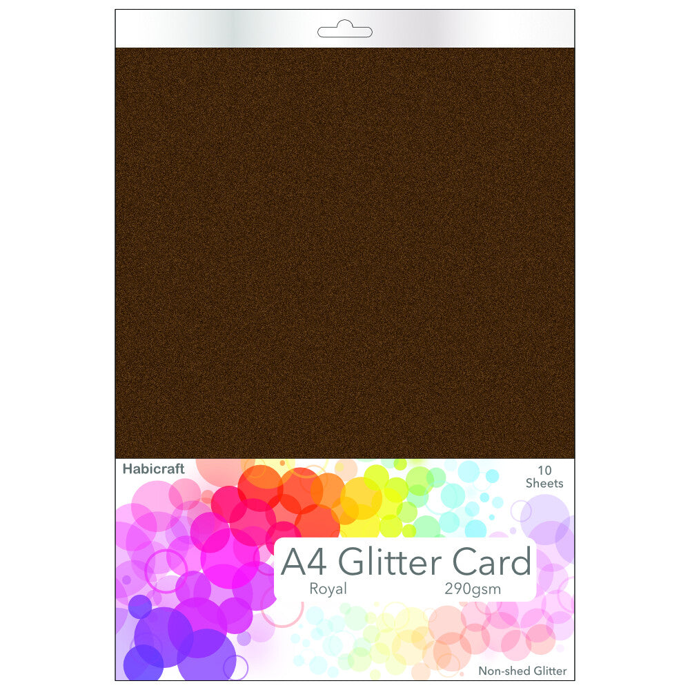 Habicraft - A4 Glitter Card - Non Shed 290gsm - 10 Sheets  - Brown