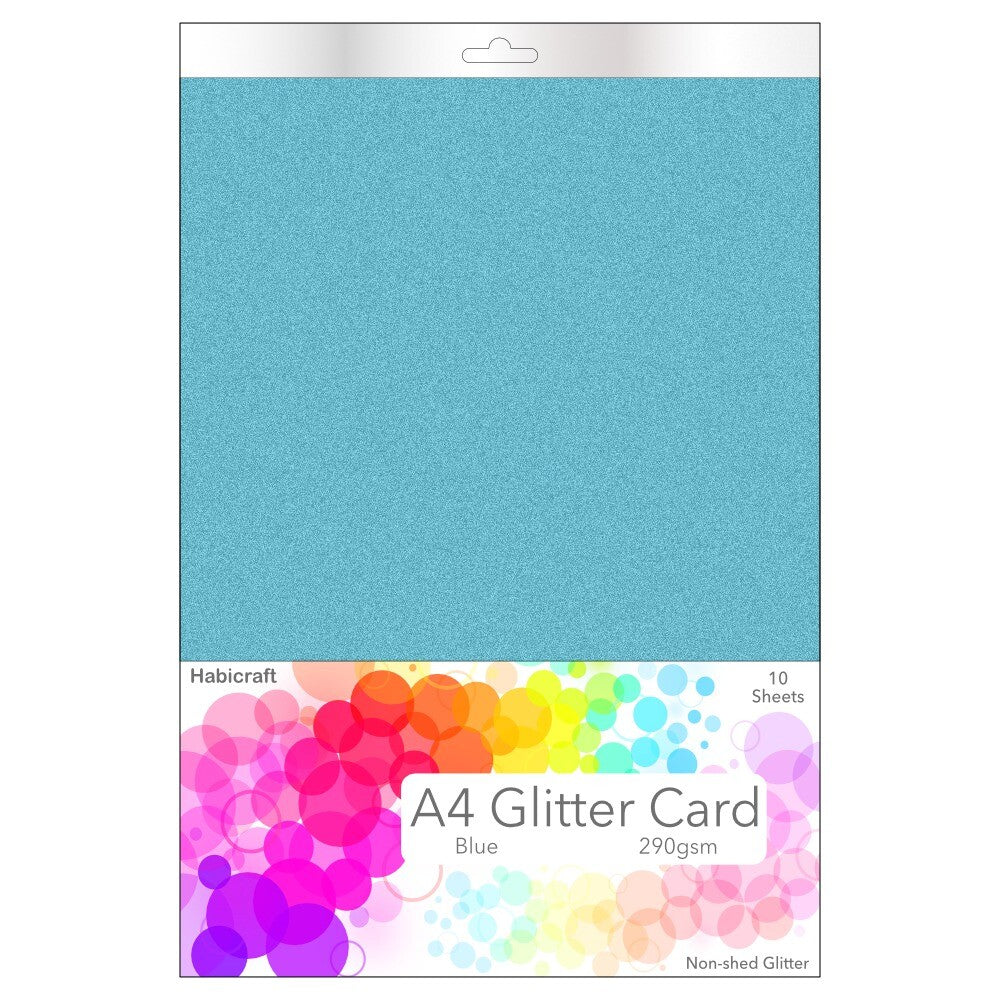 Habicraft - A4 Glitter Card - Non Shed 290gsm - 10 Sheets  - Blue