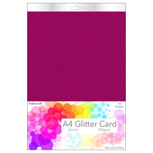 Load image into Gallery viewer, Habicraft - A4 Glitter Card - Non Shed 290gsm - 10 Sheets  - Cerise
