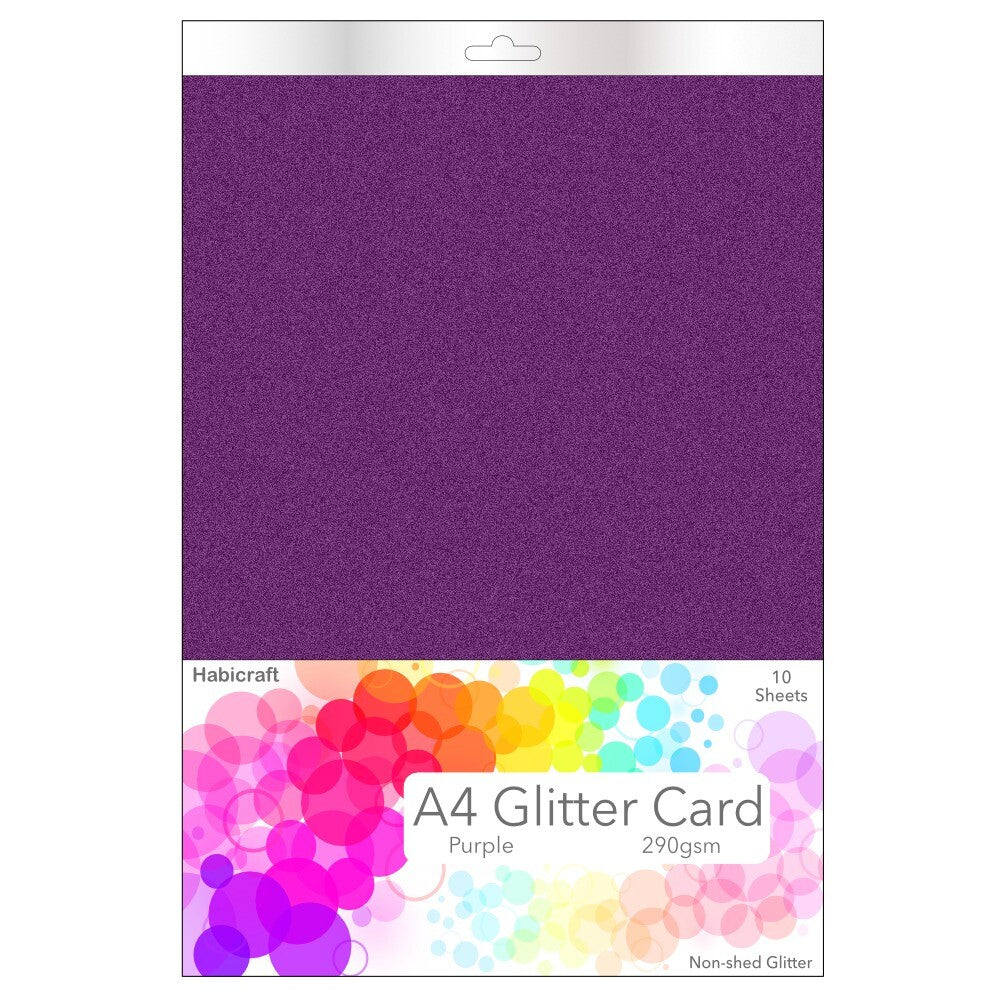 Habicraft - A4 Glitter Card - Non Shed 290gsm - 10 Sheets  - Purple