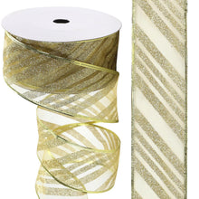 Load image into Gallery viewer, Habicraft - Wired Glitter Stripe Ribbon - 63mm Wide x 9.2m Roll
