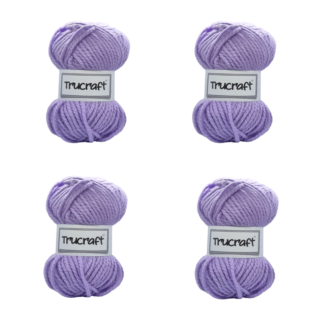 Trucraft - Premium Super Chunky Yarn - 4 x 100g Balls Pack - Wool Shade 006 Lilac