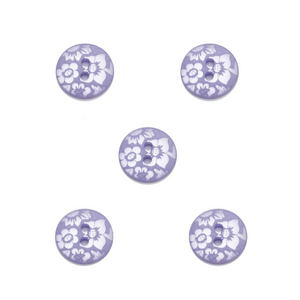 Trucraft - 13mm Floral Damask - Two Hole Buttons - Lilac - Pack of 5