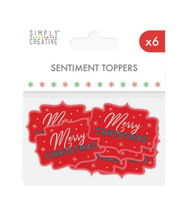Dovecraft - Merry Christmas - Red Card Toppers - Pack of 6
