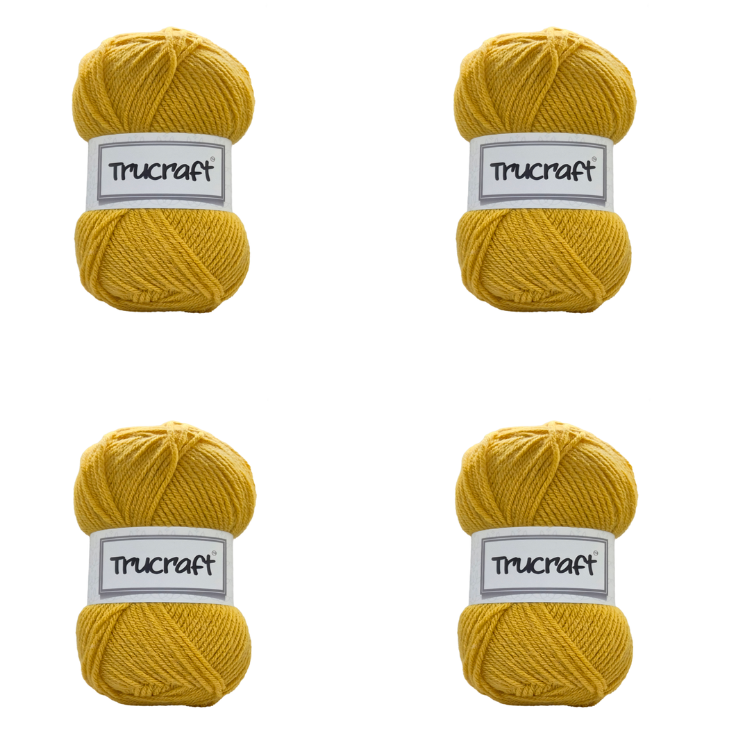 Trucraft - Premium Chunky Yarn - 4 x 100g Balls Pack - Wool Shade 011 Mustard