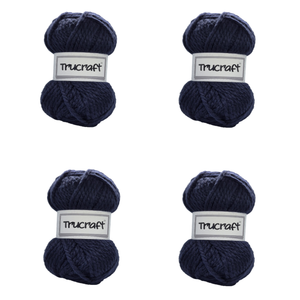 Trucraft - Premium Super Chunky Yarn - 4 x 100g Balls Pack - Wool Shade 003 Navy Blue