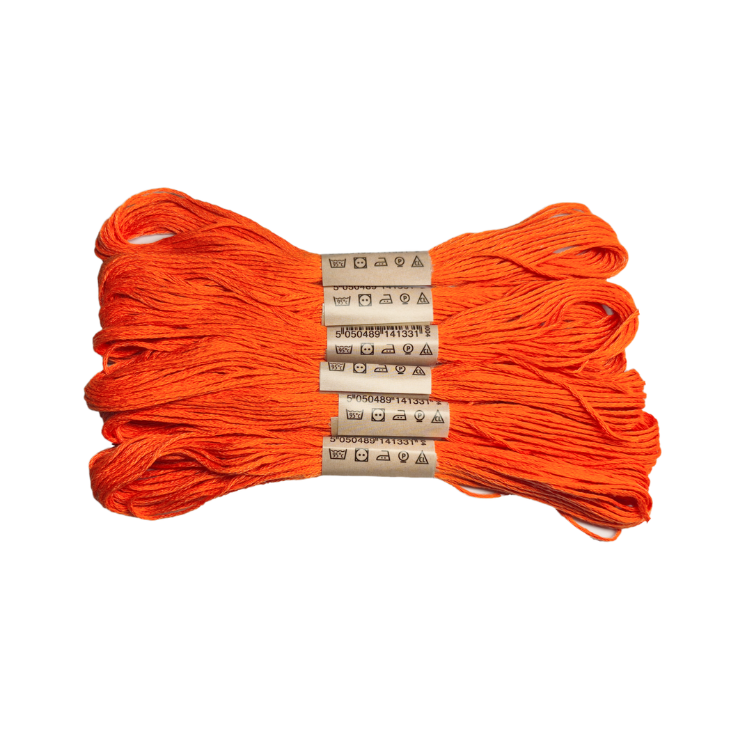 Trucraft - Embroidery Cross Stitch Thread - Colour Safe - 6 Skein Pack - Orange